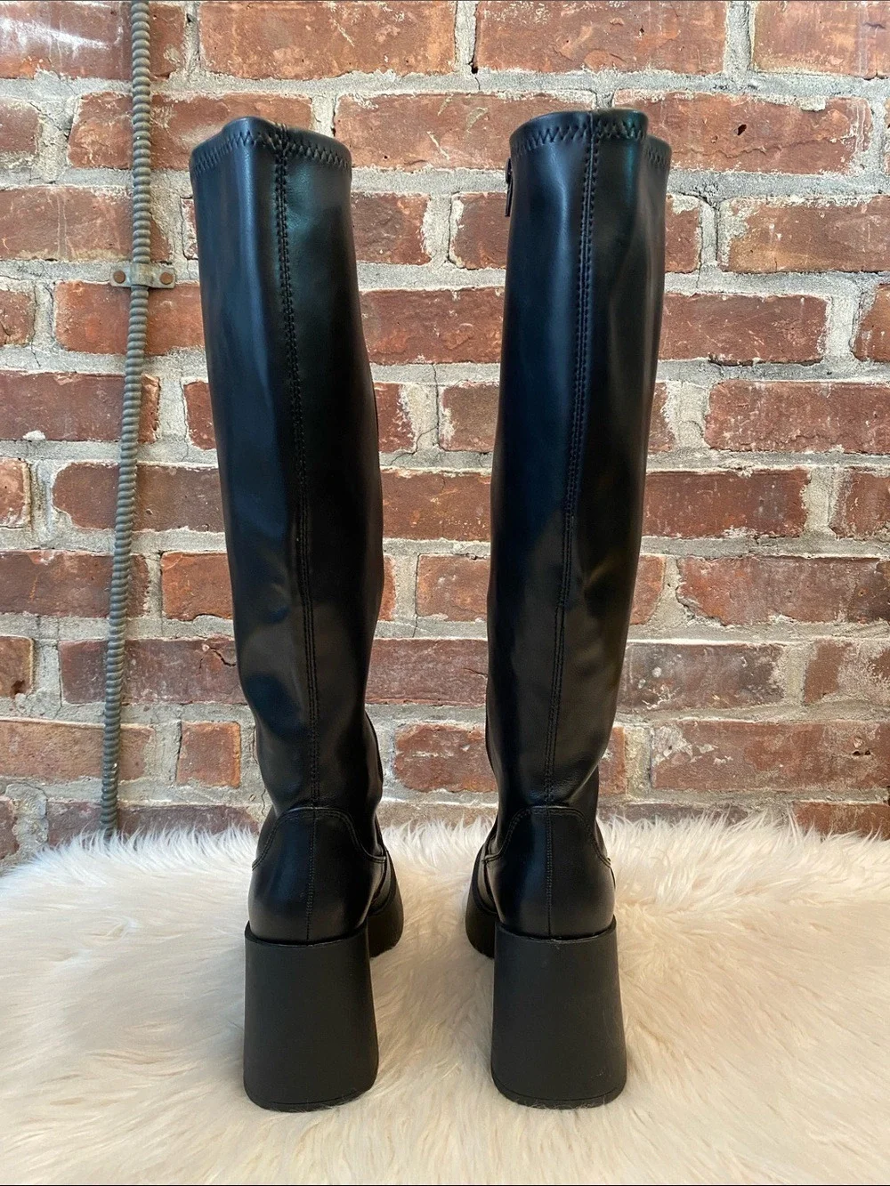 Madden Girl Silass Chunky Heel Platform Festival Zip Up Knee High Boots, Size 8